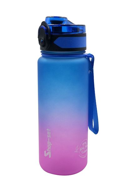 Shop-set 3 Pieces * 500ml Tritan Motivational Water Bottle Double Color (Navy Blue - Pink)