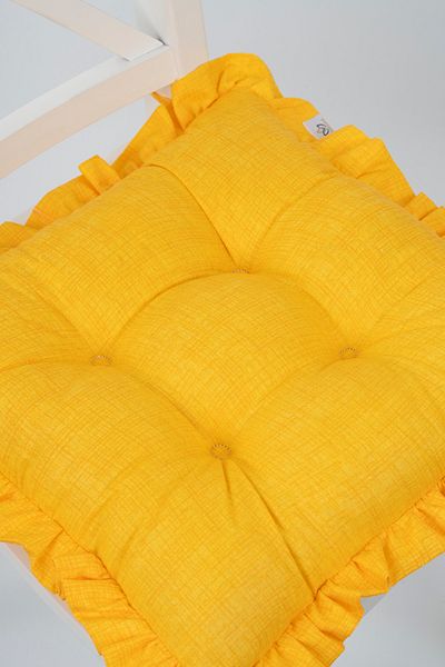 ALTINPAMUK Yellow PouF chair - Frilly and Laced, 42x42cm cushion