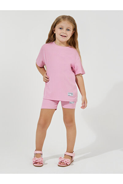 Styli Patch Detail Rib Oversized T-Shirt & Shorts Set