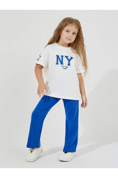 Styli NY Print Oversized T-Shirt & Flared Joggers Set