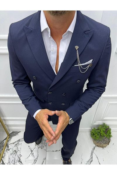 leonmen Italian Style Double-breasted Suit Slim Fit Slim Fit Jacket Trousers