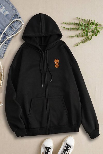 macklin Marvel Groot Printed Unisex Hooded Fleece Jacket - Φούτερ με φερμουάρ
