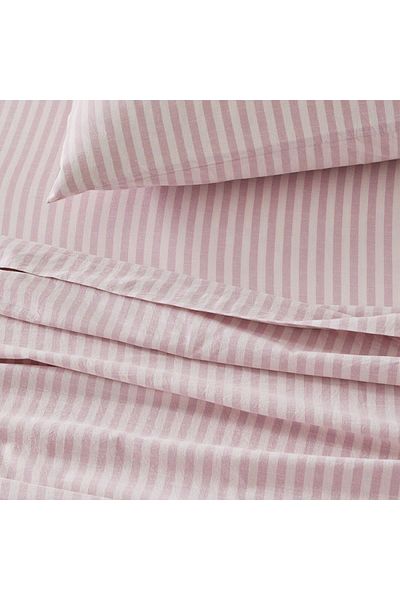 Arel Home Striped Single Elastic Sheet Set with Ranforce 100% Cotton Pillowcase