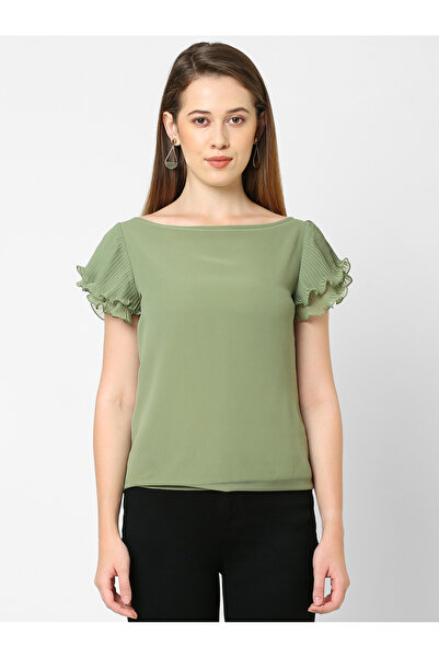 Mish By Styli Layered Plisse Sleeves Georgette Top