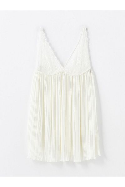LC Waikiki LCW V-Ausschnitt – Damen-Nachthemd mit Spitzendetail