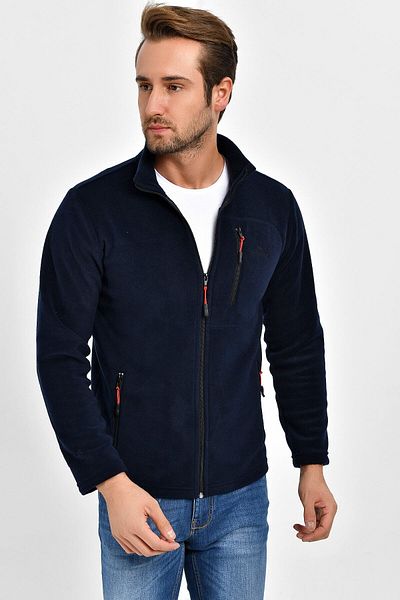 DYNAMO Men's Navy Blue Plus Size Fleece Jacket