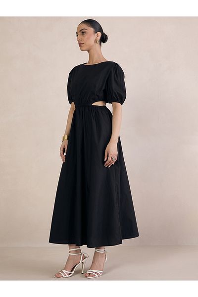 Femmella By Styli Poplin Cut-Out Waist Detail Maxi Dress