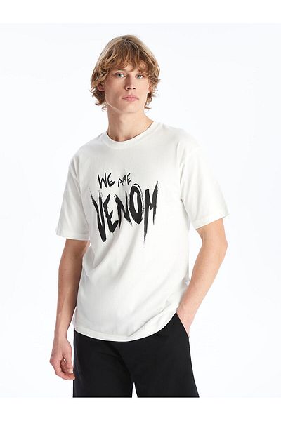 LC Waikiki LcwVenomPrinted pánské tričko – výstřih, krátký rukáv, česaná bavlna
