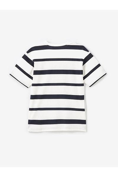 LC Waikiki LCW Herren-T-Shirt mit gestreiftem Rundhalsausschnitt und kurzen Ärmeln aus gekämmter Baumwolle