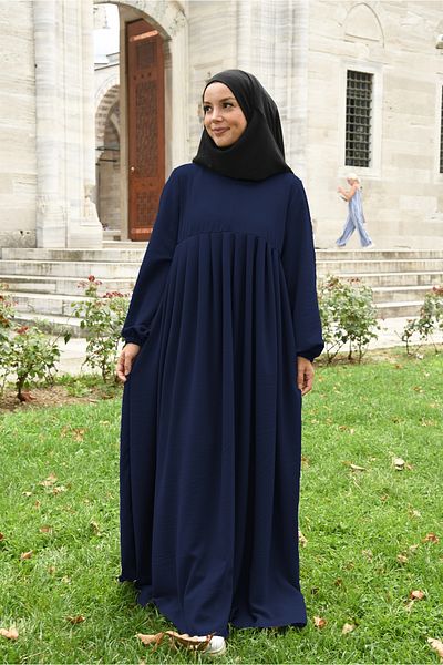 Ns nowascarf Πλισέ με φερμουάρ Aerobin ύφασμα Hijab Ferace/Φόρεμα Navy Blue