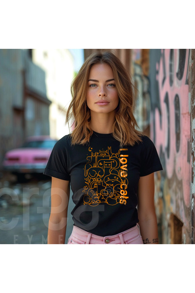 Crea Eymer Wear Premium Štampano Linearna Ilustrativna mačka Pakovanje 100% p...