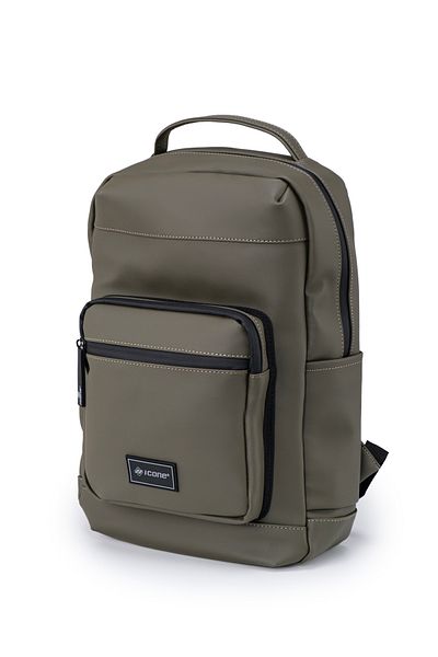 ICONE BAG Σακίδιο πλάτης με φερμουάρ Icone από συνθετικό δέρμα χακί
