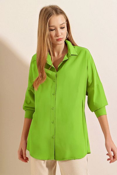 Bigdart 3900 Green Oversize Long Basic πουκάμισο