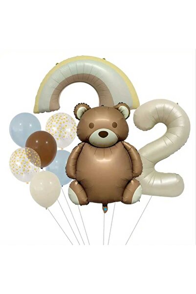 DÜVENCİ TİCARET RETRO RENK AYICIK FOLYOLU YAŞ BALON SET