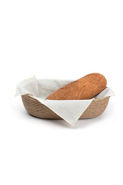 Handmade Opia Jute Wicker Bread Basket, 100% Handmade, Wicker, Jute, Cotton, Vegan