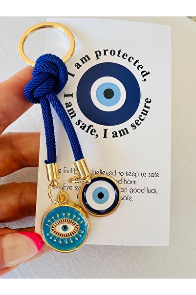 Talia&Talia سلسلة مفاتيح ساكس الزرقاء على شكل عين الشر