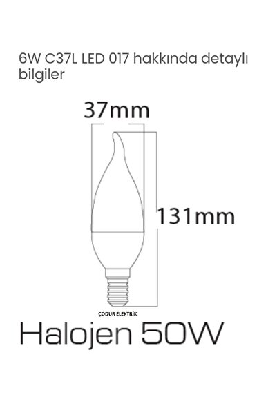 Osaka Light 6w 3000k Gün Işığı (Sarı Işık) E14 İnce Duylu 540lümen A+ Enerji Tüketimi Led Kıvrık Buji Mum Ampül