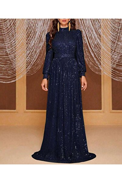 Styling Park Sequined Long Evening Dress Suitable for Hijab