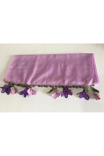 KAFTAN TAKI TASARIM وشاح كروشيه مصنوع من القطن - 45x1.50 سم