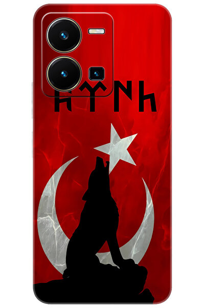 vivo Y22S / Y35 Uyumlu Kılıf Desen Baskılı Silikon Kurt ve Göktürkçe STK:637 ...