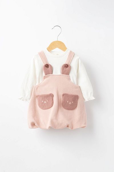 Banamio Velvet Gilet Set with Balloon Skirt - Ruby Teddy Bear Detail