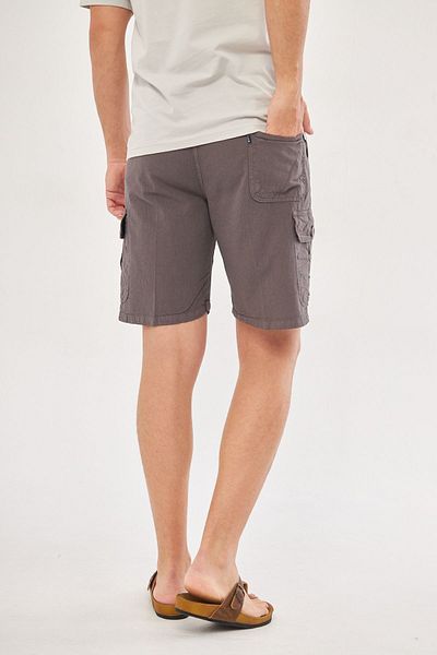 NASIFOĞLU GİYİM Men's Gray 100% Cotton Elastic Waist Cargo Pocket Linen Shorts Relaxed Fit Cool Holding Shorts Capri
