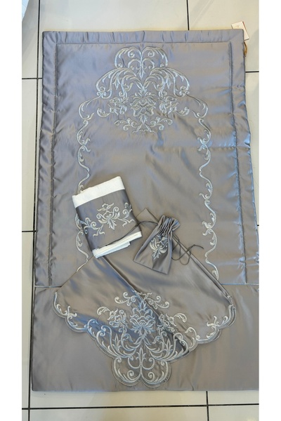 Antepiş Home Gümüş nakışlı seccade seti çeyizlik