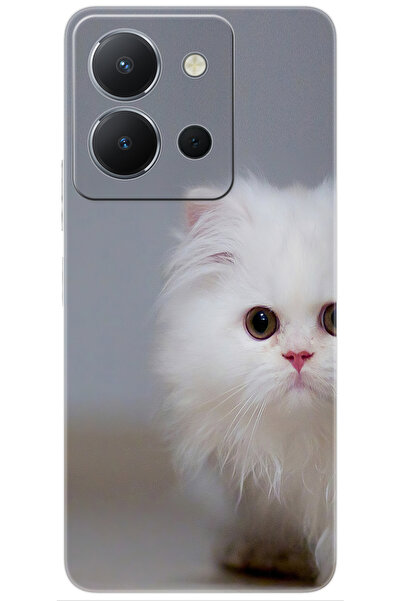 vivo Y36 (V2247) Uyumlu Kılıf Desen Baskılı Silikon Beyaz Kedi STK:139 CP-unS...
