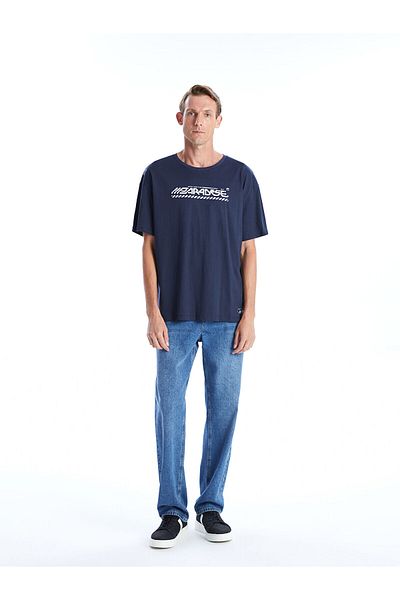 LC Waikiki Tricou pentru bărbați din bumbac pieptănat cu mânecă scurtă cu decolteu LCW