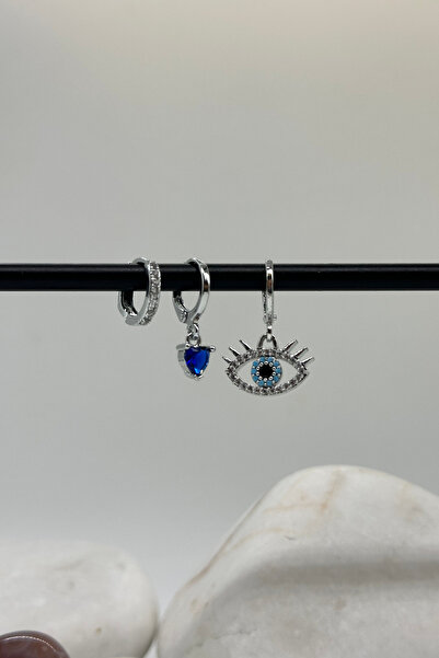 PSGT Minimalist Hoop Earrings 3-piece - Zircon Stone, Trendy Women's