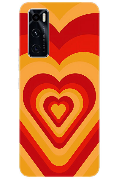 vivo Y70 (V2023) Uyumlu Kılıf Desen Baskılı Silikon Sarı Kırmızı Kalpler STK:...