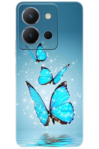 vivo Y36 (V2247) Uyumlu Kılıf Desen Baskılı Silikon Mavi Kelebek STK:710 CP-m...
