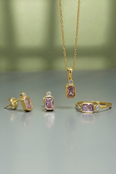 Gümüş Çadırım 925 Ayar Gümüş Baget Kesim Taşlı Kolye Küpe Yüzük Seti – Şık Ka...