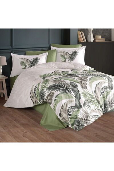 DENİZLİ ÇEYİZ Clasy Single Ranforce Duvet Cover Set Hena Green
