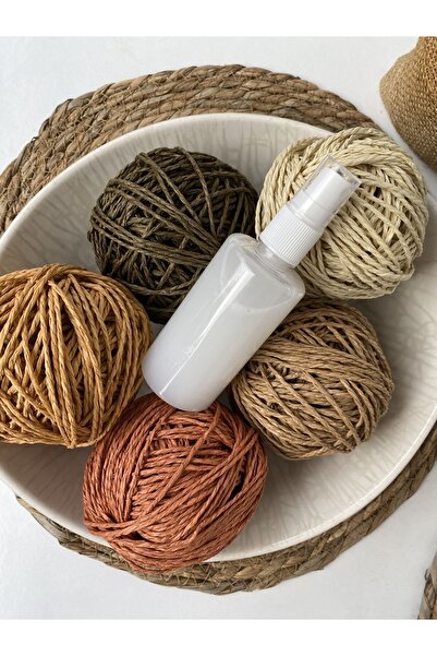 Mai Handmade Kağıt ip / 5 renk herbiri 50gr sarılmış Kağıt ip set + Kağıt ip yumuşatıcı sprey