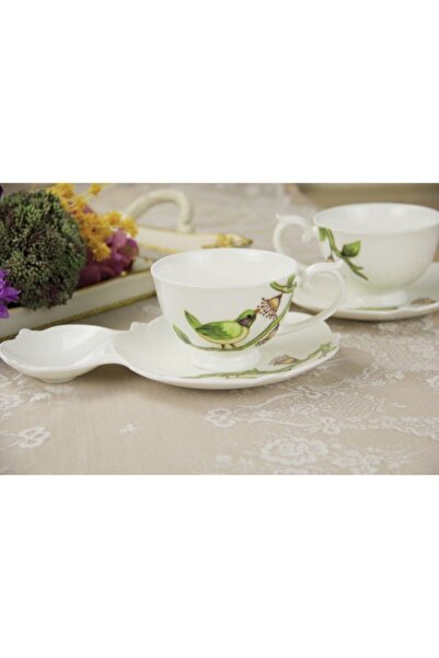 Luyano Kabartma Kuşlu Çay Fincan Desenli Bona China New Bone China Suni Kemik...