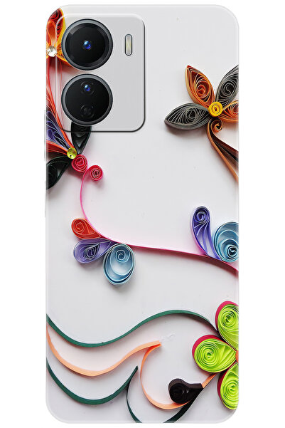 vivo Y16 (V2204) Uyumlu Kılıf Desen Baskılı Silikon Çiçek Desen STK:220 CP-Zg...