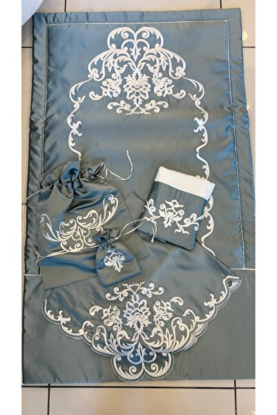 Antepiş Home Beyaz nakışlı seccade seti 5 parça