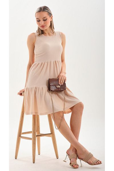 DEVRİMAY TEKSTİL Rochie de vară pentru femei cu bretele Wrap Crem