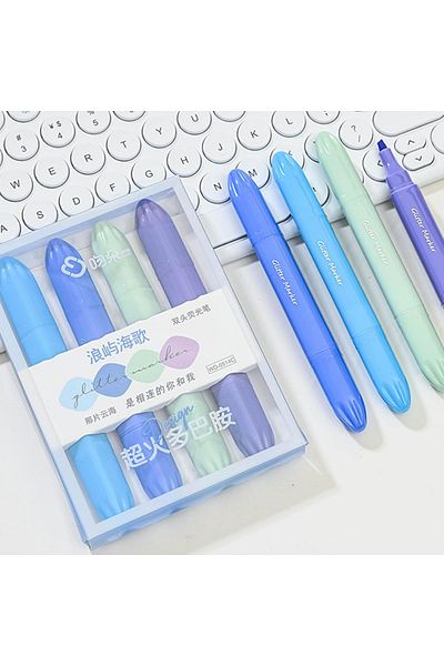 NaSaDAN 4 Pieces Mega Mascara - Blue Tones, Double Sided Highlighter Set