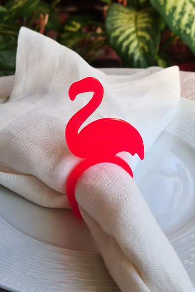 Story Flamingo 6 bucăți de culoare roz închis acrilic inel pentru șervețele