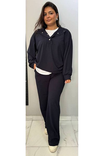 Butik Nilyam Γυναικείο φούτερ με λεπτομέρεια Snap μεγάλου μεγέθους - Casual 24153