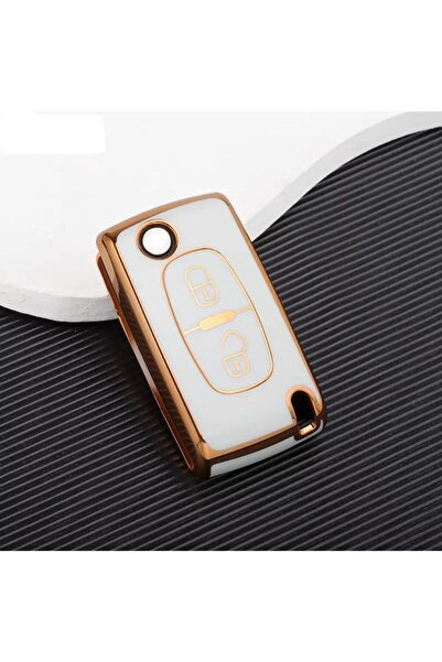 AYZ GARAGE Peugeot-citroen (2 chei) Tpu Material Crem Husa pentru chei