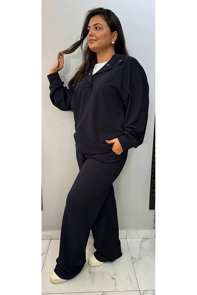 Butik Nilyam Дамски спортен панталон за големи размери - гъвкав, с еластична талия, с дантелени детайли 24154