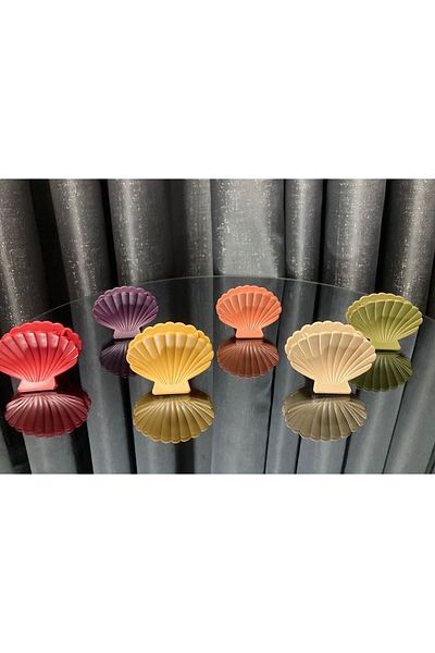 ELİF COLLECTİON مشبك مزلاج بلح البحر على شكل صدف ملون، مجموعة من 6 قطع