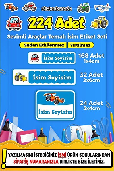 Demo Etiket Okul Kreş Etiketi Kalem Defter Özel Isim Yazılabilen Etiketi Stic...