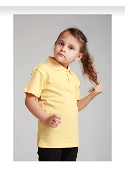 Öz klas Store Culoare galbenă unisex? Tricou școlar cu gât polo din bumbac