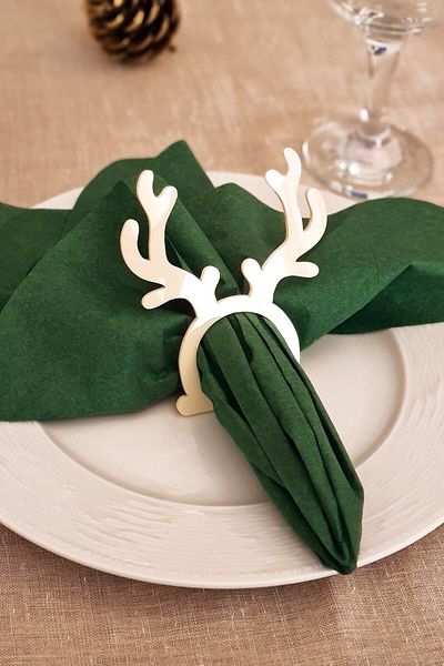 Story Deer Antlers 6 τμχ Κρεμ Χρώμα Ακρυλικό Δαχτυλίδι Χαρτοπετσέτας Δαχτυλίδι Χαρτοπετσέτας