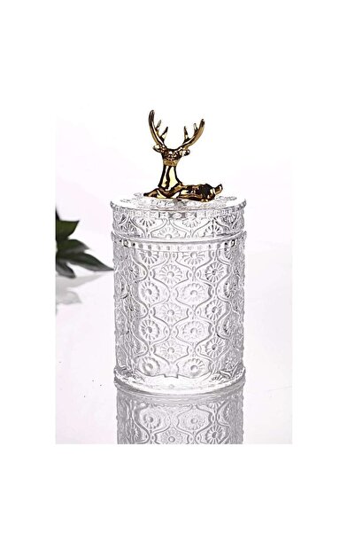 İnova Home Decor 2-Piece Deer Detailed Glass Jar Set