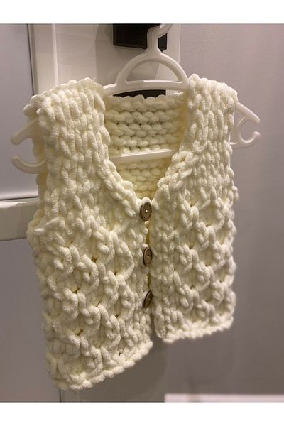 Puffy Alize Puffy fine white baby vest